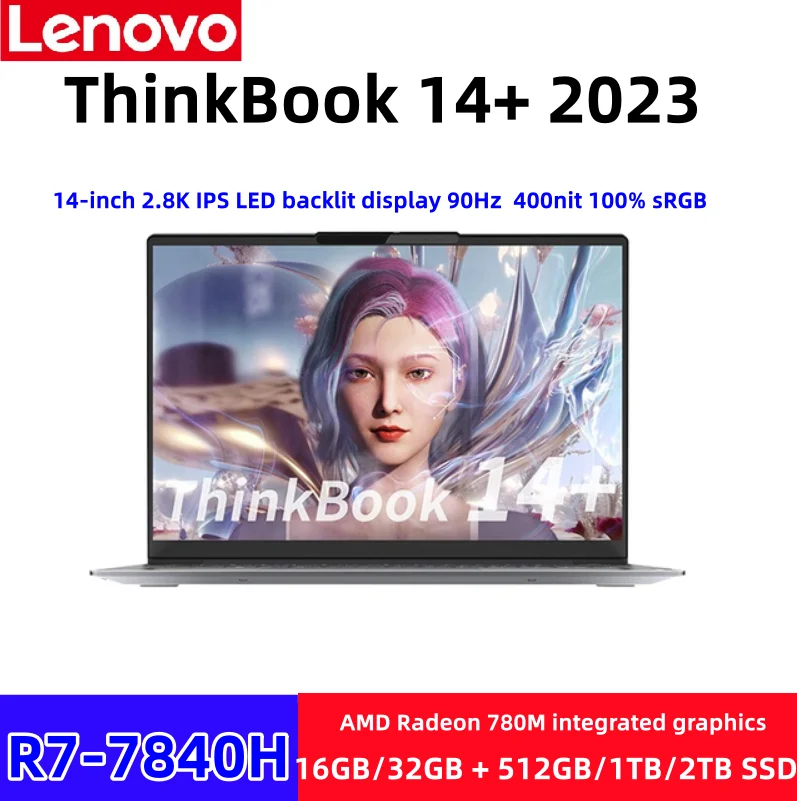 Lenovo ThinkBook 14 + 2023 Ʈ, AMD Ryzen R7 7840H Radeon 780M 16G 32GB RAM 512G 1T SSD, 14 ġ 2.8K 90Hz IPS ũ Ʈ
